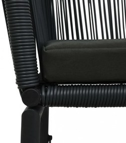 3 darabos fekete PE rattan bisztrószett párnával