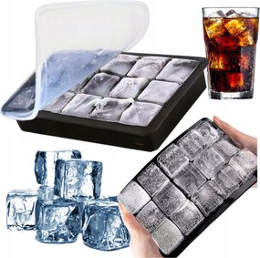 Szilikon Jégkockatartó 15 Db-os Forma Fedővel Fekete XXL Montessa