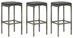 4 részes szürke polyrattan kerti bárszett párnával