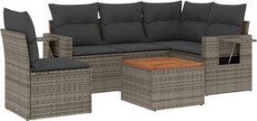 vidaXL 6 részes szürke polyrattan kerti ülőgarnitúra párnákkal