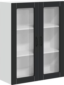 vidaXL Fali konyhaszekrény ajtóval Fekete 80 x 31 x 100 cm Faanyag