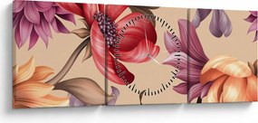 Kép - Vintage virágok (órával) (90x30 cm)