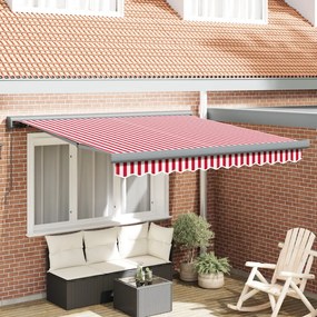 Kézi Behúzható Napellenző Piros-fehér Csíkkal 350x250 cm