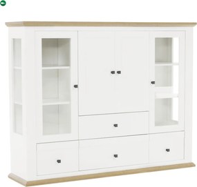 Vitrin MZ6, fehér/grand tölgy, LEON