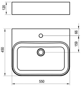 Ravak XJX01155006 - Pultlapra szerelhető CERAMIC SLIM mosdó 55x45 cm kerámia/fehér