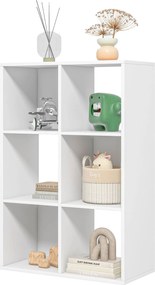 HOMCOM Kocka Könyvespolc 6 Polccal - Tároló Szervező Rusztikus Formában, Modern Fa Könyvespolc Gyerekszobába, Tanulmányhoz, Irodába, 61.5x29.5x91.5 cm