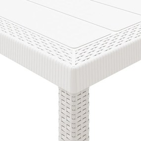 3 Részes Kerti Étkező Szett párnákkal Fehér Műanyag Rattan
