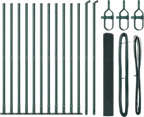 vidaXL Kerítésoszlop Zöld 25 x 0,8 m (16 x 16 mm háló) Acél és PVC
