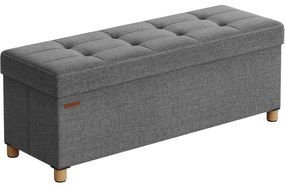 SONGMICS tárolós ülőke, összecsukható pad lábakkal, 38 × 110 × 40 cm, szürke színben