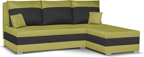 GUSTO Kinyitható sarokkanapé Fekete/zöld