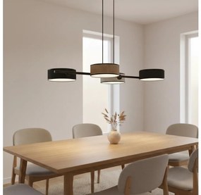 DRUMZ kábeles csillár 4xE14/10W/230V, fekete/barna/szürke