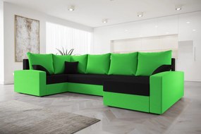 CATALINA LONG kinyitható U-alakú ülőgarnitúra - zöld / fekete
