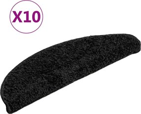 vidaXL 10 db fekete, félkör alakú lépcsőszőnyeg 56 x 17 x 3 cm