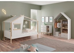 Fehér házikó alakú borovi fenyő gyerekágy 90x190 cm Luba – Marckeric