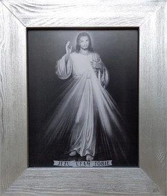 Vászonkép 28x33cm Jézus Bízom benned Szürke keret szürke lapos