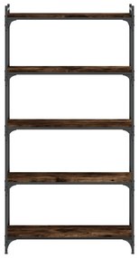 5 szintes füstös tölgy szerelt fa könyvespolc 80 x 30 x 154 cm