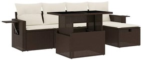 6 részes barna polyrattan kerti ülőgarnitúra párnával