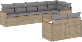 vidaXL 8 részes bézs polyrattan kerti ülőgarnitúra párnával