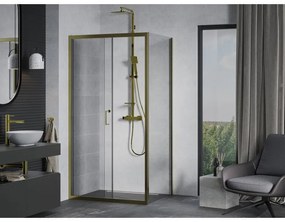 Mexen Apia zuhanykabin tolóajtóval 130 (ajtó) x 90 (fal) cm, 5mm átlátszó üveg, arany profil, 840-130-090-50-00