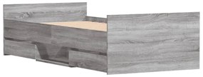 szürke sonoma színű ágykeret fej- és lábtámlával 90 x 200 cm