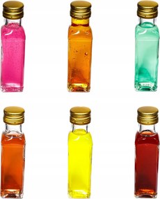 Négyzet alakú kulacs 100ml arany kupakkal 6 db