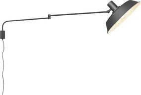 Matt fekete konnektorhoz csatlakoztatható fali lámpa hajlítható szerkezettel ø 35,5 cm Bolder – Trio