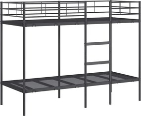 vidaXL fekete acél emeletes ágy matrac nélkül 75 x 190 cm