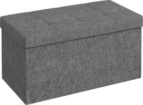 HOMCOM Tároló Trunk Ágyhoz 84L Összecsukható Tároló Puff Bőrpólóval és Fedéllel a Nappalihoz 76x38x38 cm Sötétszürke | Aosom