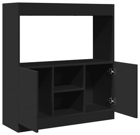 fekete szerelt fa magasszekrény 92 x 33 x 100 cm
