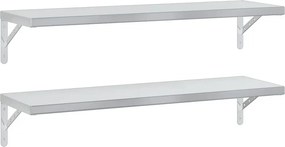 vidaXL 2 db ezüstszínű rozsdamentes acél fali polc 100 x 30 cm