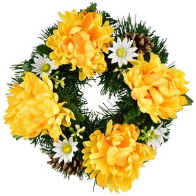 All Souls' Day wreath Yellow chrysanthemums, 20 cm