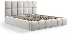 Világosszürke bársony kárpitozott ágyneműtartós franciaágy ágyráccsal 200x200 cm Bellis – Micadoni
