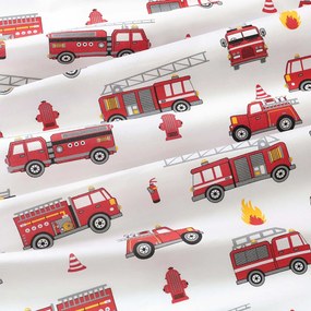 Goldea gyerek pamut függöny - tűzoltóautók 140x150 cm