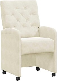 vidaXL Kerekes Étkező Székek 2 pcs Krém 58 x 67 x 97 cm Bársony