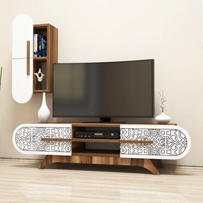 Defne TV-állvány, dió-fehér, 145 cm – TR845HCT3022