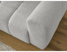 Világosszürke buklé kinyitható-tárolóhelyes sarokkanapé (bal oldali-heverő résszel) Roxelane – Bobochic Paris