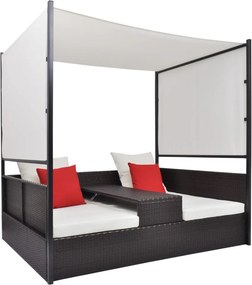 vidaXL barna polyrattan napellenzős kerti ágy 190 x 130 cm