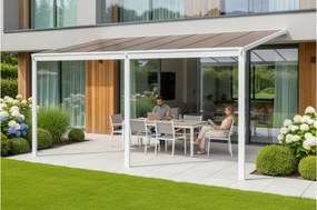 alumínium pergola LANITPLAST WALL 53 fehér + bronz PC LG2131