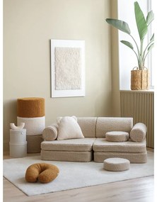 Világosbarna buklé gyerek kanapé 132 cm Settee – Wigiwama