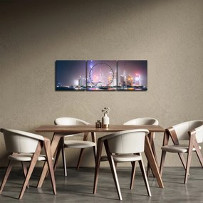 Éjszakai Shanghai képe (órával) (90x30 cm)