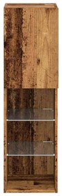 2 db antik fa színű TV-szekrény LED-lámpákkal 30,5x30x102 cm