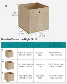 Hordozható tárolódobozok, 6 darabos szett, hajtogatható, homokbézs színben