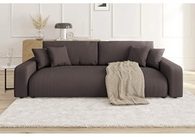 Barna kordbársony kinyitható tárolóhelyes kanapé 234 cm Sara – Ropez