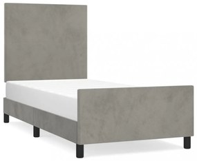 világosszürke bársony ágykeret matrac nélkül 90x200 cm