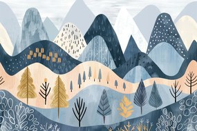 Fotótapéta Flizelina Gyerekek Tájkép Hegyek Fák Erdő 312x219 ragasztó