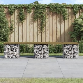 vidaXL impregnált fenyőfa gabion kerti pad 203 x 44 x 42 cm