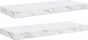 vidaXL Falpolc tárolóval 2 pcs Fehér márvány 60 x 23,5 x 4 cm Faanyag