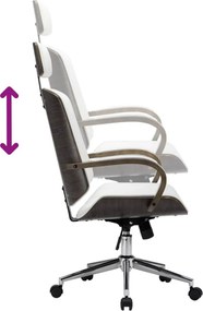 vidaXL Forgatható irodai székek fejtámlával 2 db Műbőr Fehér és Szürke