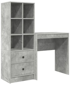 Íróasztal Tárolóval Beton Szürke Forgácslap