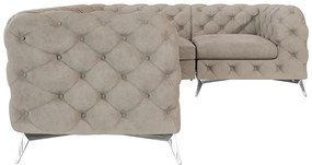 Szürkésbézs bársony sarokkanapé (jobb oldali-L alakú) Chelsea – Ropez